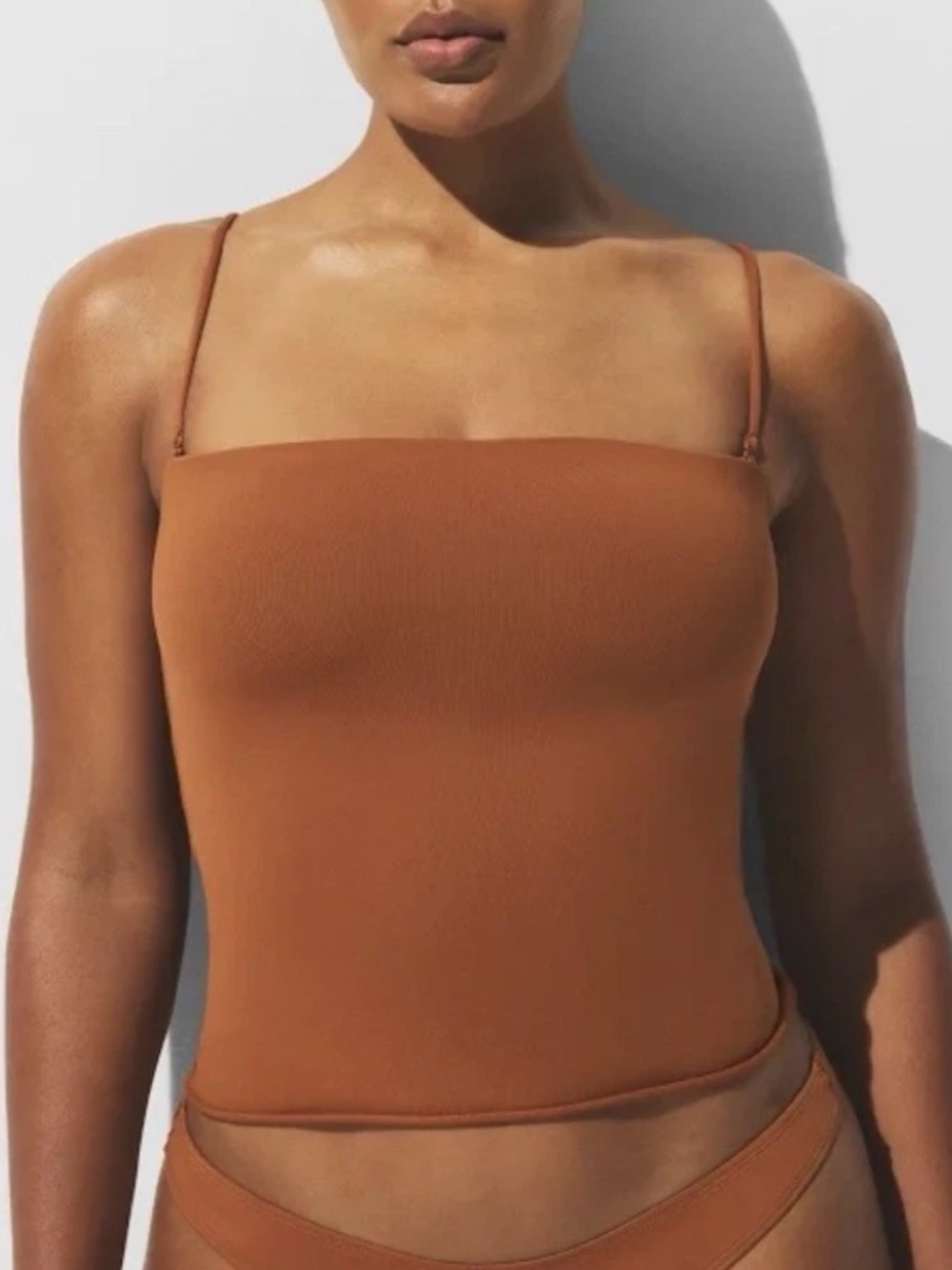 SKIMS Classic Swim Convertible Bandeau Top BT-BAN-9607W Bronze Bikini Small NWT
